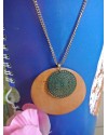 Alphabey's  Handmade Wooden Coin Shaped Double Pendant Unique Necklace For Women